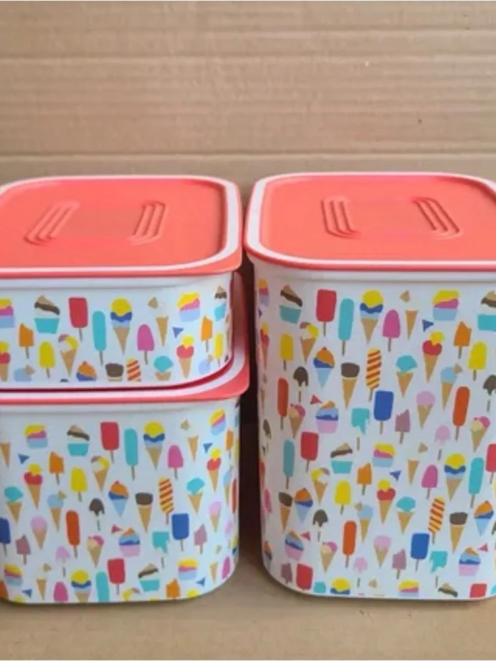 Limited-edition Tupperware Sweet Parlor 3-pc square nesting canister set storage